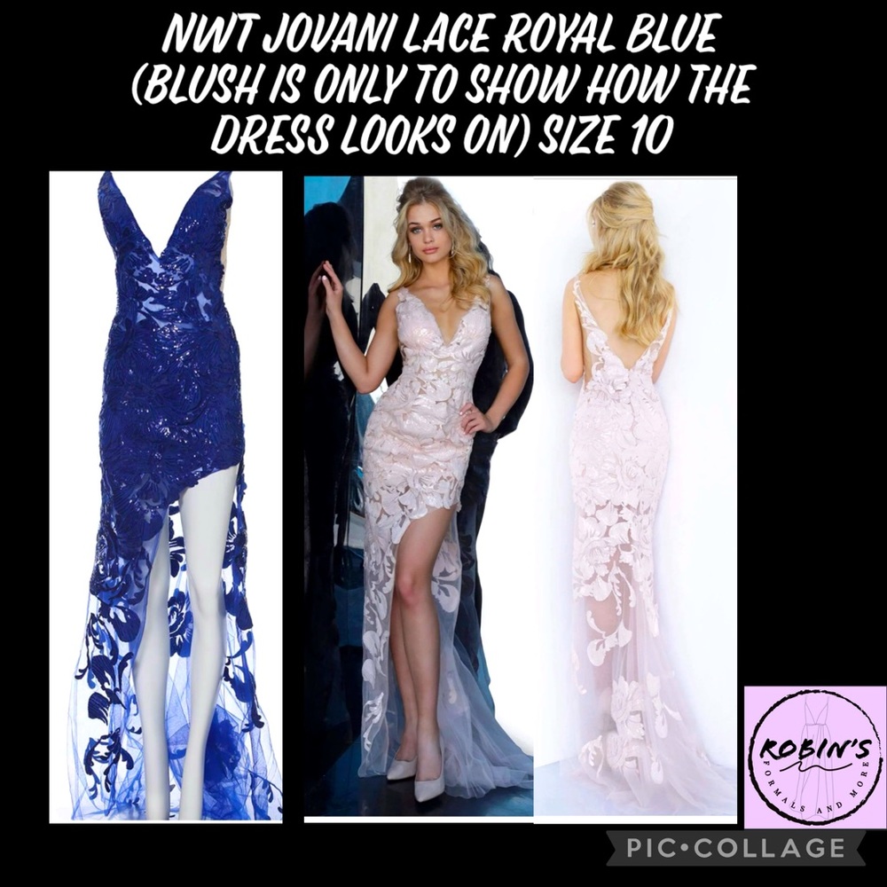 NWT Jovani ROYAL BLUE sheer size 10